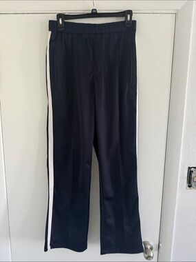 Bershka Navy Sweatpants with White Side Stripe